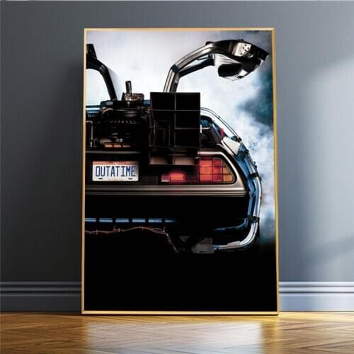 Movies Back to the Future Delorean Time Machine Car Canvas Posters and Prints Art Paintings on the Wall Pictures Home Decor