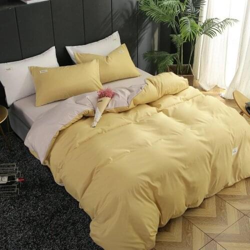 2020 Luxury Silk Bedding Set Embroidery Double-Sided High-End 60 Tencel Pure Color Sheet Quilt Home Textiles Washed Silk 3/4Pcs