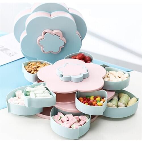 Creative Flower Petal Rolling Tray Food Storage Box Fruit Plate Candy Organizer Nuts Snack Tray Plastic Container For Decoratio