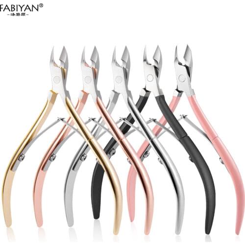 Stainless Steel Cuticle Clippers Nippers Rainbow Dead Skin Metal Nail Art Remover Scissors Manicure Tools Cleaner Gradient Color