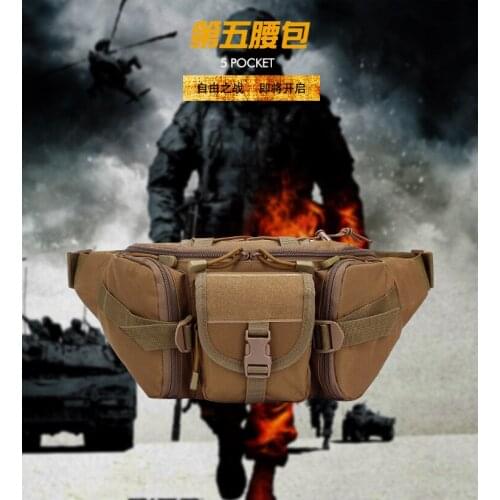 Outdoor sports multifunctional waist bag, military camouflage tactical field bag, 800D Oxford cloth water splashing waist bag