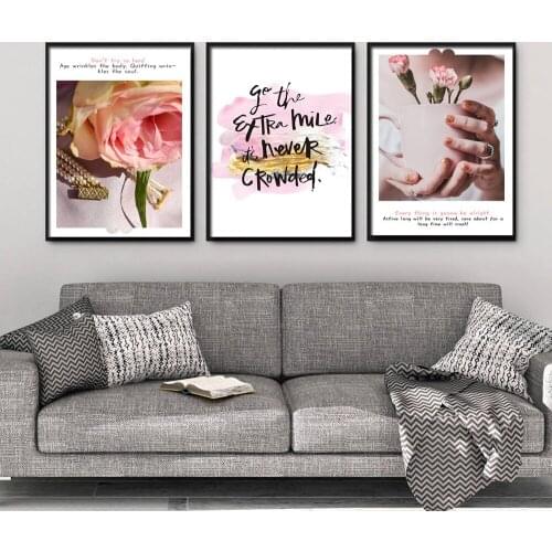 Fashion Girl Flower Quotes Landscape Wall Art Canvas Painting Nordic Posters and Prints Wall Pictures For Living Room Home Decor