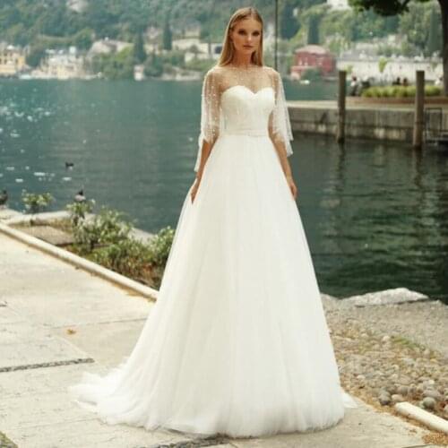 Fashion Sweetheart A Line Bohemian Beach Wedding Dresses with Beading Jacket Two Pieces Bridal Gowns Boho Plus Size