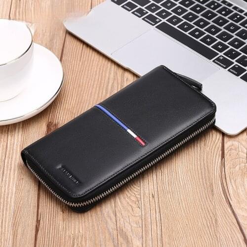 Business Mens Fashion Casual Leather Wallet Pocket Card Wallet Long Style Design Quality Retro
