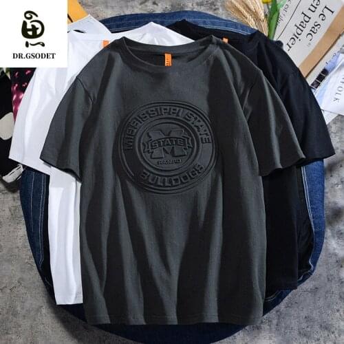 GSODET Mens Cotton Three-Dimensional Steel-Printed Retro Solid Loose Casual Couple Short-Sleeved Top