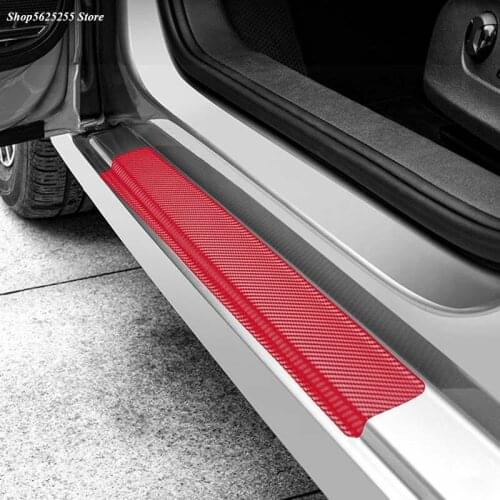 Carbon Fiber Threshold Stickers For Ford EcoSport 2018 2019 Door Kick Protection Sticker protective Strip Car Accessories