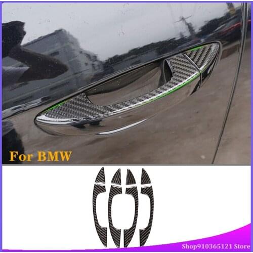 For Volkswagen Touareg 2011-2018 Auto Door Handle Stickers Decorative Real Carbon Fiber (Soft) Car Exterior Modification 4Pcst