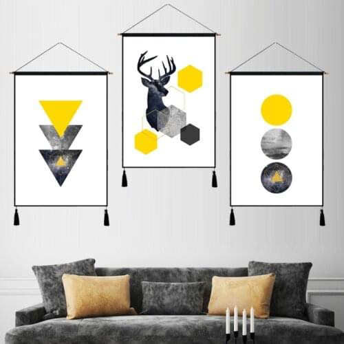 Geometric Patternwall Blanket Nordic Elk Printed Wall Hanging Bohemian Bed Blanket Wall Hanging Home Decor Bedroom Tapestry