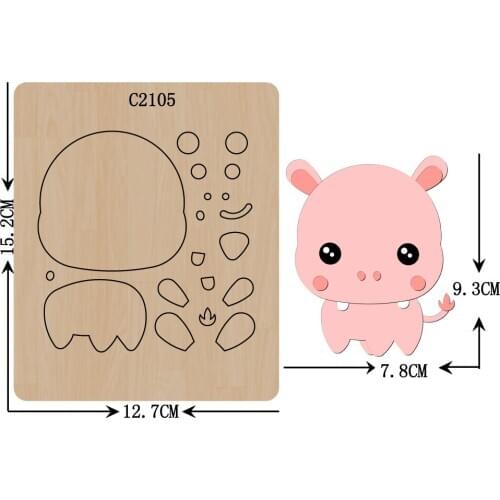 New Lovely Hippo Wooden die Scrapbooking C2105 Cutting Dies