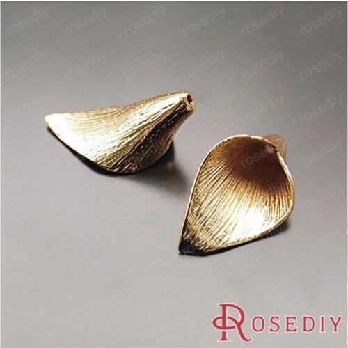 Wholesale 26*15mm High Quality Gold color Calla Copper Bead Caps Diy Jewelry Findings Accessories 6 Pieces(JM5648)