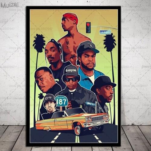 Posters and Prints 2PAC West Coast Hip Hop Biggie Smalls East Coast Wall Art Poster Canvas Painting Pictures for Home Decoration