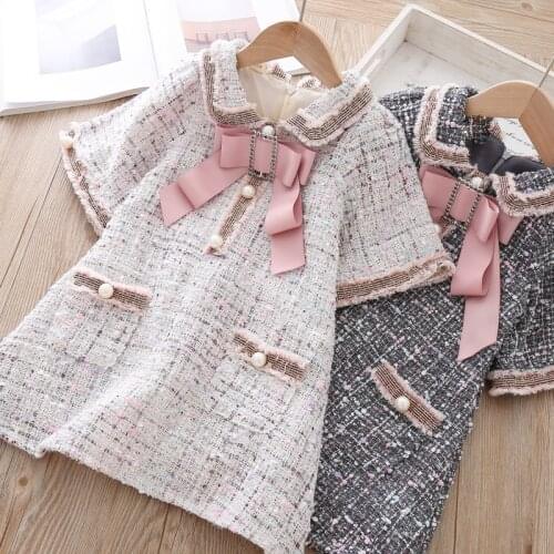 Toddler Girl Dresses 2019 Autumn Winter Christmas Dress Girl Fashion High-grade Princess Costumes Cotton Wool Bow Kids Dress