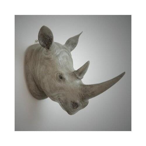 Resin fiberglass rhinoceros head wall hanging Barbershop background porch hanging ornaments retro decoration animal head dec