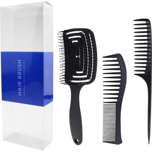 Hair Brushes Girls Ponytail Comb Hair Scalp Massage Comb Curly Detangle Hair Brush Wide-Tooth Comb Ribs Comb Set