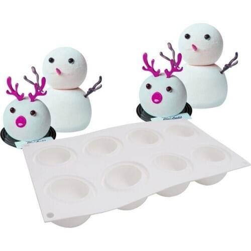 Pig Ears Round Snowman Beard Silicone Cake Decorative Mold French Dessert Mold Round Ball Mousse Cake Mold DIY Baking Mold