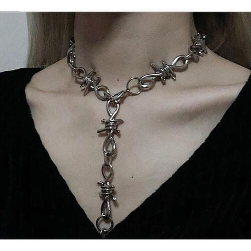 SOHOT INS Punk Style Gun Black Color Thorn Normcore Women Man Unisex Choker Necklace Jumping Di Jewelry Clavicle Chain