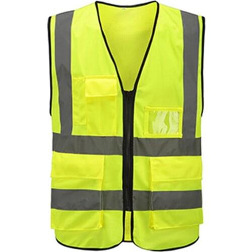 ) Multi-pocket Reflective Vest Riding Traffic Vest Safety Railway Coal Miners Uniform Vest Breathable Reflective Vest