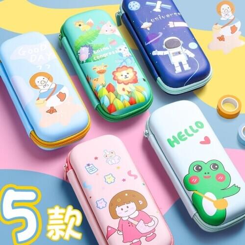 Kawaii Cartoon Girls Animals EVA Waterproof 3D Large Capacity 3 Layers Korean Pencil Case Cute Stationery Pen Holder School