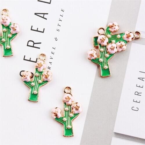 Trendy Enamel Alloy Charms 30PCs 10PCs Peach Tree Floral Plant Oil Drop Floating Pendant Charm Craft Fit Bracelet Necklace