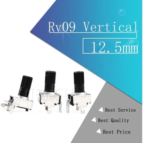 10pcs Rv09 Vertical 12.5mm Shaft 1k 2k 5k 10k 20k 50k 100k 0932 Adjustable Resistor 9 Type 3pin Seal Potentiometer