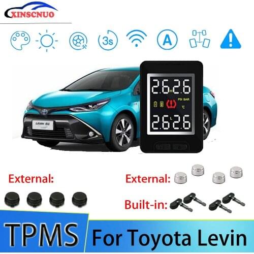 XINSCNUO Car Electronics Wireless For Toyota Levin TPMS Tire Pressure Monitoring System Sensor LCD Display