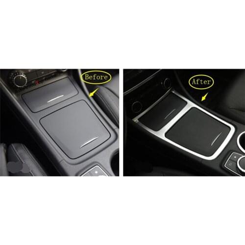 Yimaautotrims For Mercedes-Benz CLA GLA X156 2015 - 2019 Middle Storage Box Ashtray Frame Cover Trim Matte / Carbon Fiber Look