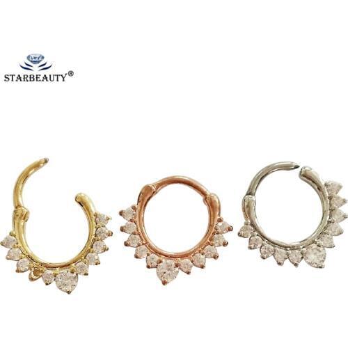 1Pc 1.2*10mm 3 Color Full Zircon Captive Bead Ring Piercings Nose Rings Gauges Septum Earring Tragus Body Jewelry Sexy Accessory