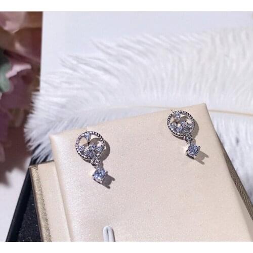 100% 925 Sterling Silver Women Jewelry Fashion Cute Round Hollow Flower Earrings For Daughter Girls Jewelry Wholesale Best Sell