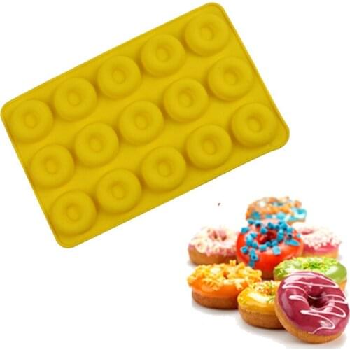 15 Holes Even Donut Baking Pan Silicone Doughnut Mold Chocolate Mousse Cake DIY Molds Kitchen Accessories Baking Tool