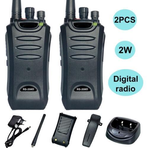 2PCS UHF 2W Digital Radio Professional Walkie Talkies with 1650mAh Li-ion Battery 16 Channels Two Way Radio Transceiver