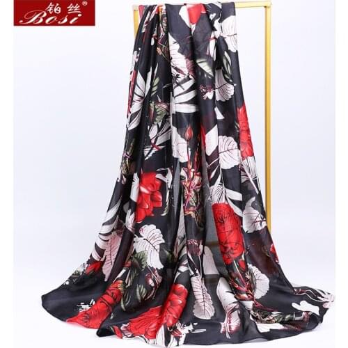2020 silk scarves scarf luxury brand women Print hair neck shawls lady wraps soft female Muslim Designer beach bandana pashimina