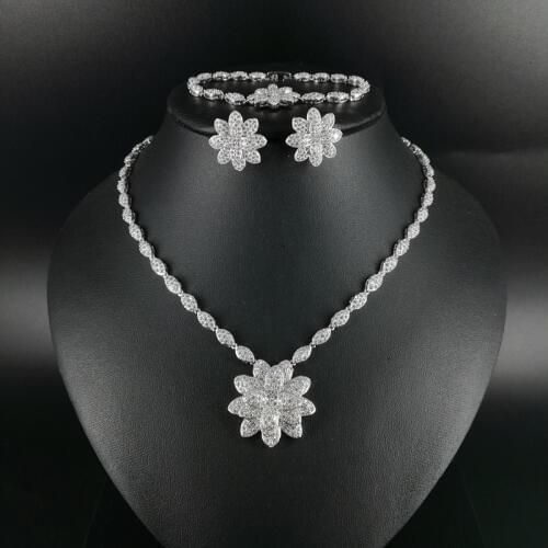 2021 NEW FASHION romantic crystal CZ zircon necklace earring bracelet ring wedding bridal banquet dinner dressing jewelry set