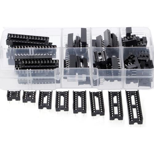 66 Pcs/set DIP IC Sockets Adaptor Solder Type Socket Kit 6 8 14 16 18 20 24 28 Pins 10166