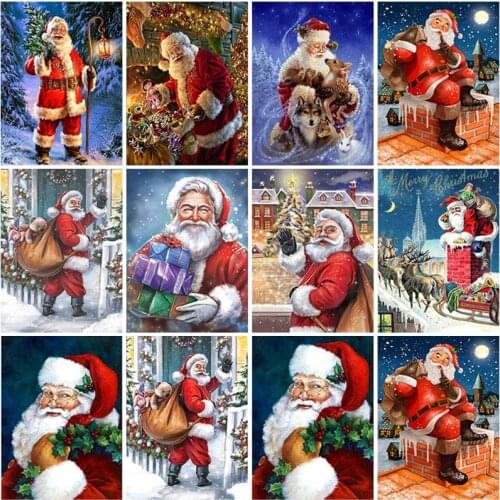 DIY 5D Diamond Painting Full Round Drill Santa Claus Diamond Embroidery Rhinestones Mosaic Christmas Gift Wall Decor