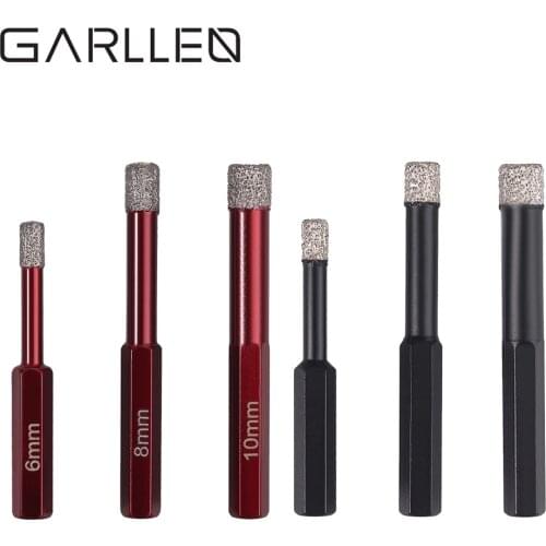 GARLLEN Dry Cut Diamond Drill Bits Emery Particle Coated 6 8 10mm Wet/Dry Punch Hole For Porcelain Glass Ceramic Tile