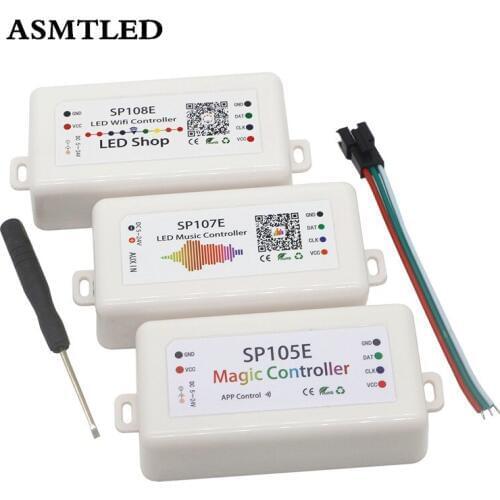 SP105E SP107E SP108E Bluetooth Wifi Music Controller For WS2801 WS2811 WS2812B SK6812 Magic LED Pixel Strip Light RGB Controler
