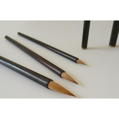 Boutique portable sandalwood large, medium and small size pure wolf hair set writing brush calligraphy practice pencalligraphy