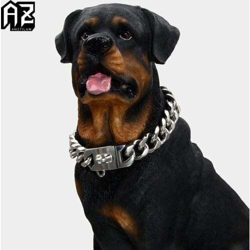 15/19mm Stainless Steel Cuban Link Chain Dog Necklace Metal Chain Necklace For Pet Big Dogs Train Choker Free Shipping