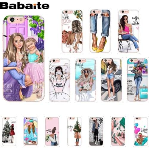 Fashion Brown Hair Baby Mom Girl Christmas Tree Phone Case for iphone 12 11 Pro Max 8 7 6 6S Plus X XS MAX 5 5S SE XR