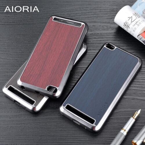 Wooden design case for Xiaomi Redmi 5A 5.0inch soft Chromed TPU material & wood PU leather skin covers coque fundas