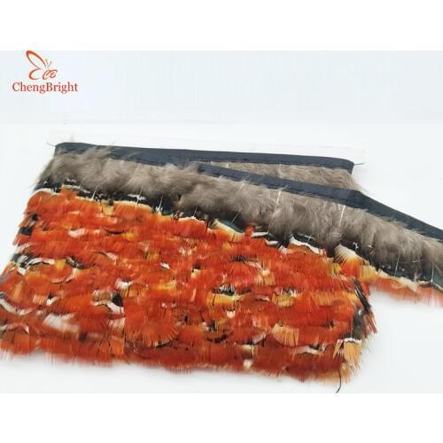 ChengBright Wholesale High Quality 10 Yards Natural Pheasant Feather Ribbon Feathers Trim Fringe Clothing Accessories Wedding M