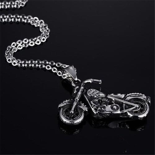 For Boyfriend Male Stainless Steel Long Chain Creativity Goth Gift Wholesale Motorcycle Rider Men Necklace Pendant Punk Jewelry