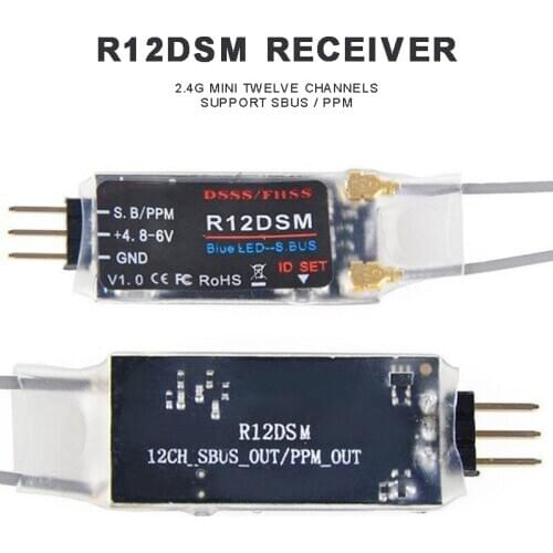 For Transmitters AT9 AT9S AT10 AT10II 1pc 4.8-6V 4096 Section Precision Receivers R12DSM 2.4G 12 Channels Receiver Mayitr