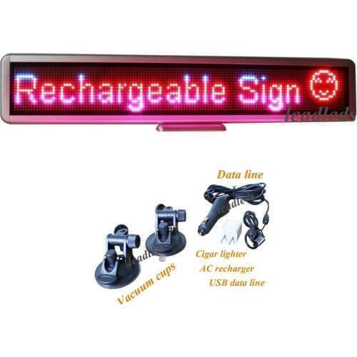 22inch 12v Red Blue Pink Tri-color LED Car sign message scrolling display screen 16*128Dots rechargeable+programmed