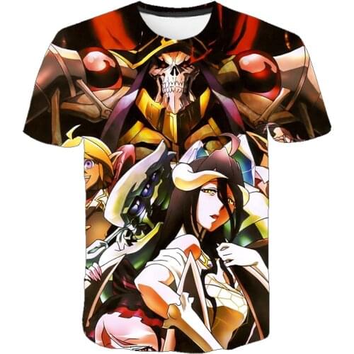 Japan Anime Overlord Albedo 3D Printed T Shirt Skull Childrens Animation Harajuku Fashion Short-Sleeved Casual Tshirt Kid Tops