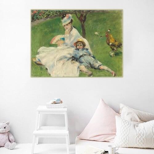 Citon Pierre Auguste Renoir《Madame Monet and Her Son》Canvas Art Oil Painting Poster Picture Wall Decor Home Interior Decoration