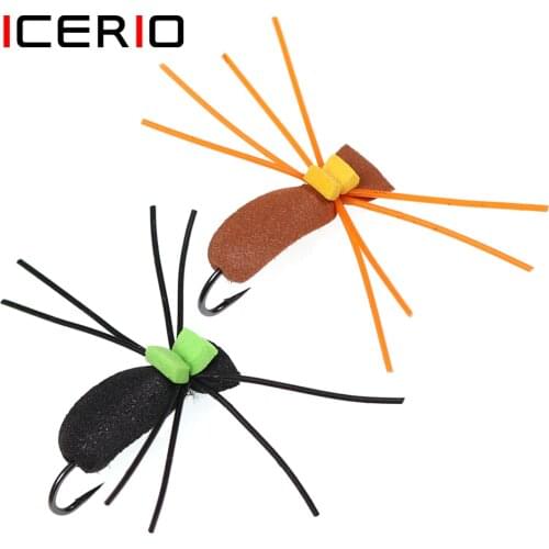 ICERIO 6PCS Foam Beetle Fly Trout Yellowfish Bass Fishing Fly Lure Baits
