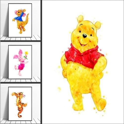Disney Cartoon Canvas Paintings Winnie The Pooh Watercolor Posters and Prints Nursery Wall Art for Living Room Home Decoration