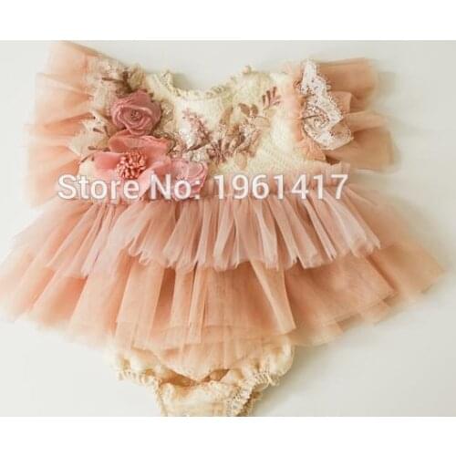 2020 Newborn Baby Lace Romper Girls Fashion Flower Clothes Princess Photography Props Short Sleeve