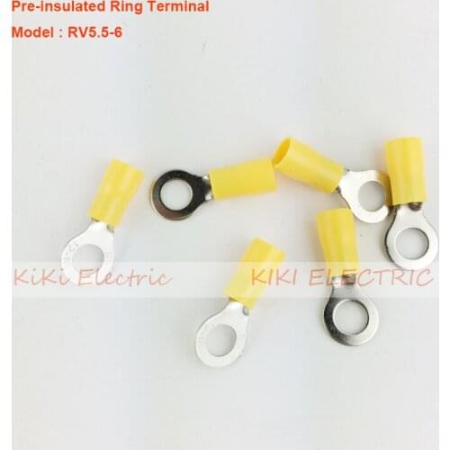RV5.5-6 round connectors Yellow Inslated Ring Pure Brass Terminal Circular Terminal(TO-JTK) Cold pressed terminals 500pcs/pack